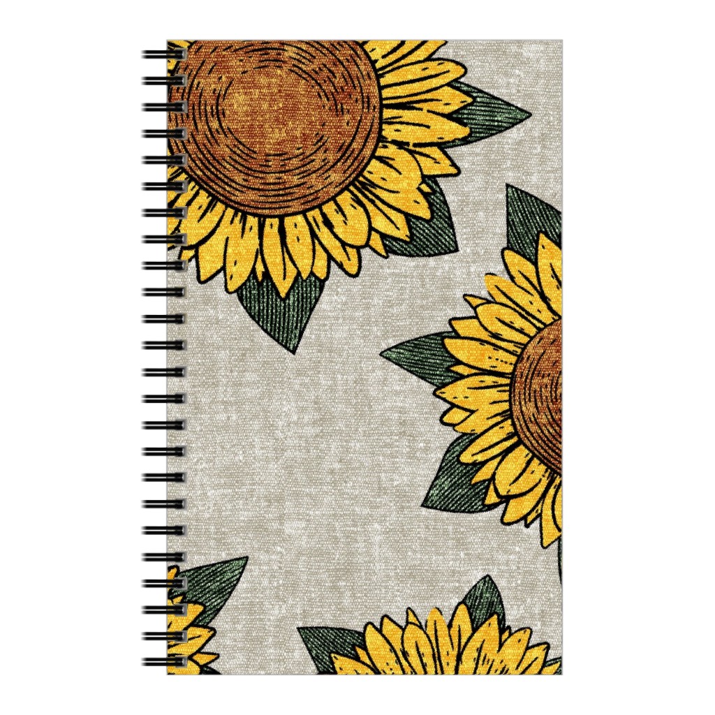 Sunflowers - Summer Flowers - Beige Notebook, 5x8, Orange