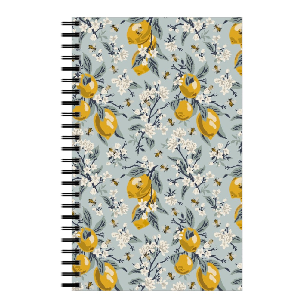 Bees & Lemons - Blue Notebook, 5x8, Blue, True Blue