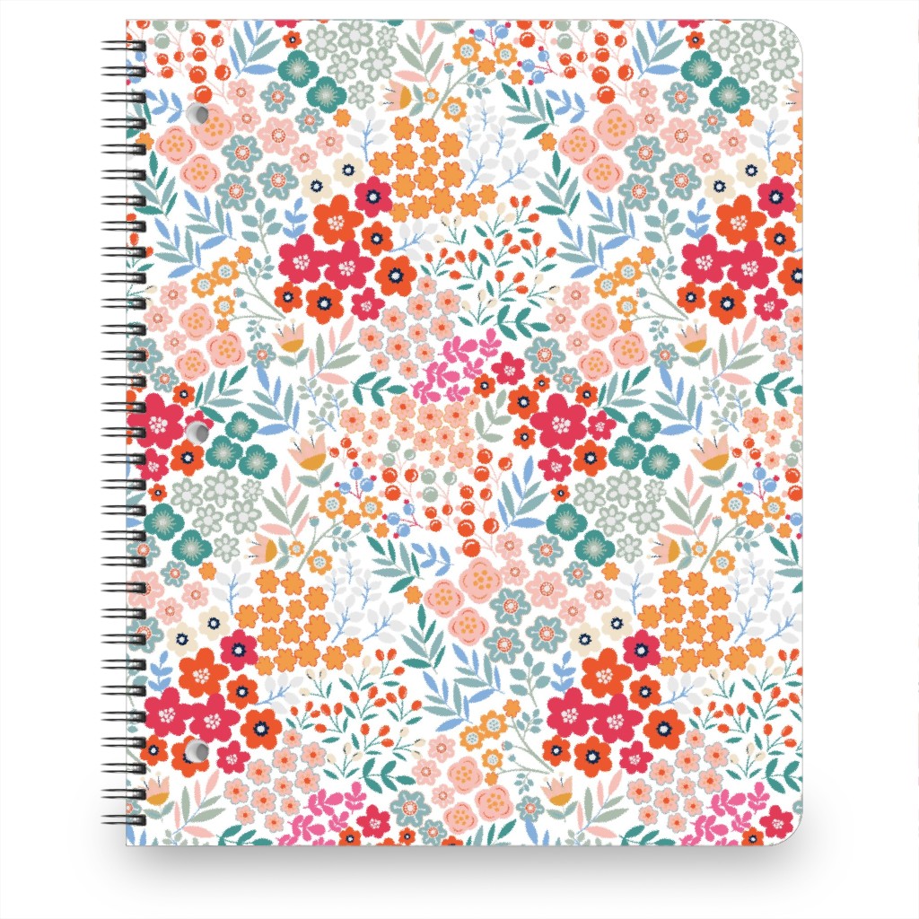 Summer Flower Notebook, 8.5x11, Multicolor, White