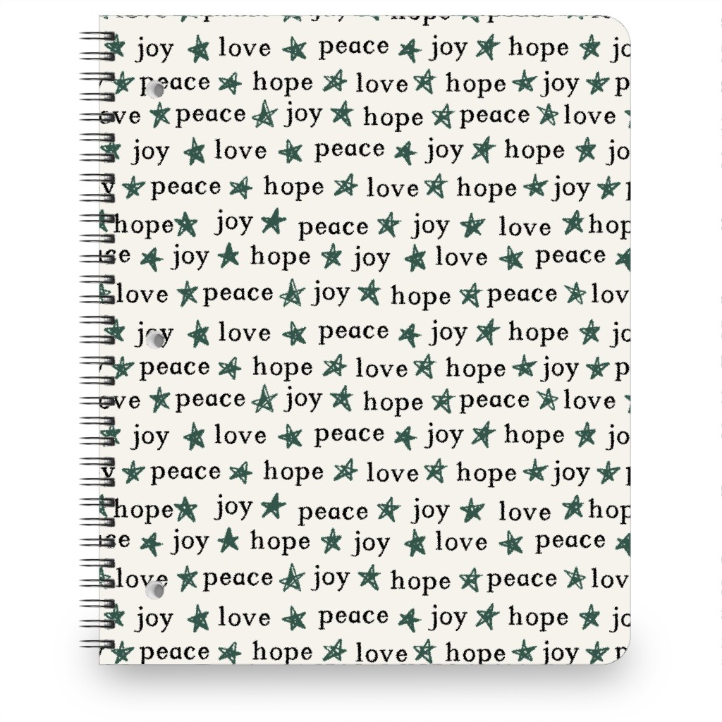 Peace Love Hope Joy - Beige Notebook, 8.5x11, Beige, Pearl
