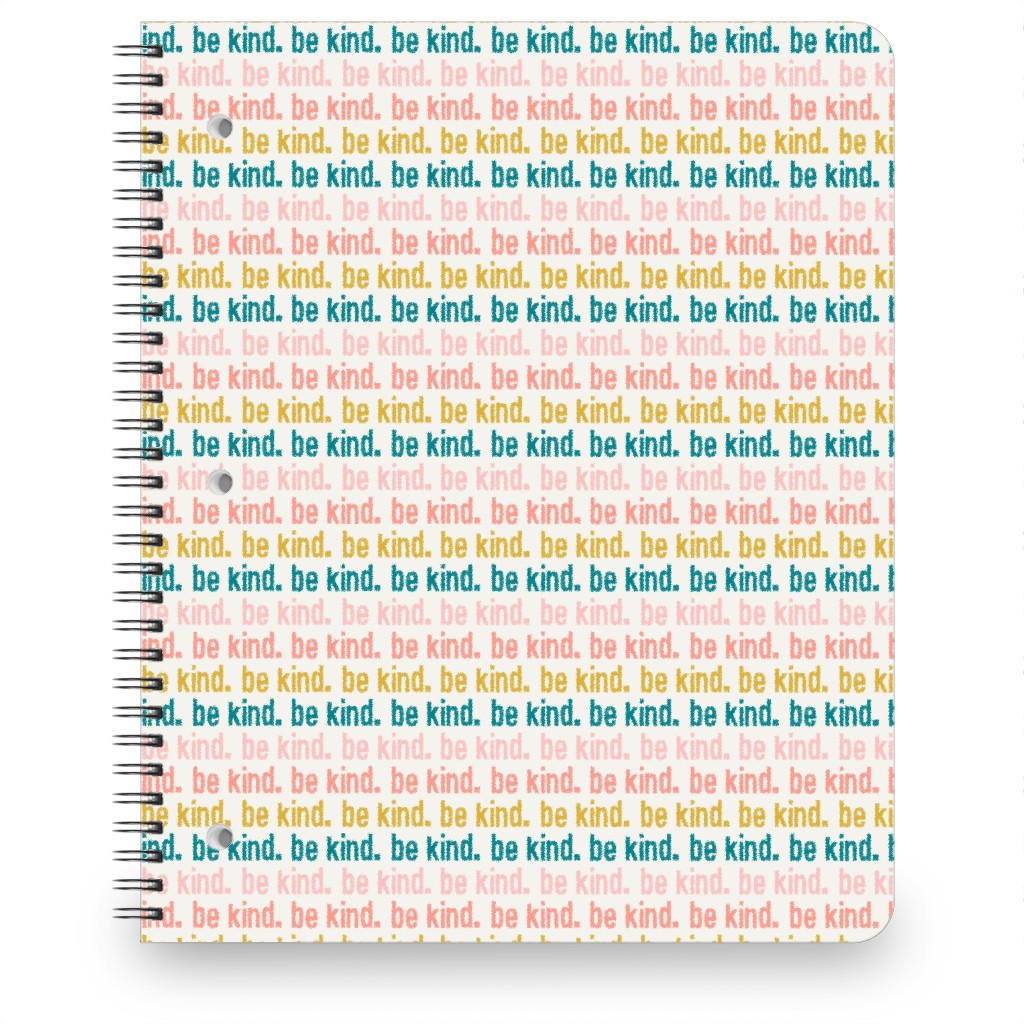 Be Kind - Pink, Coral, Teal Notebook, 8.5x11, Multicolor