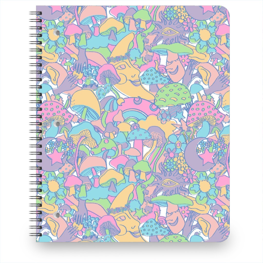 Magical Mushroom World - Pastel Notebook, 8.5x11, Multicolor