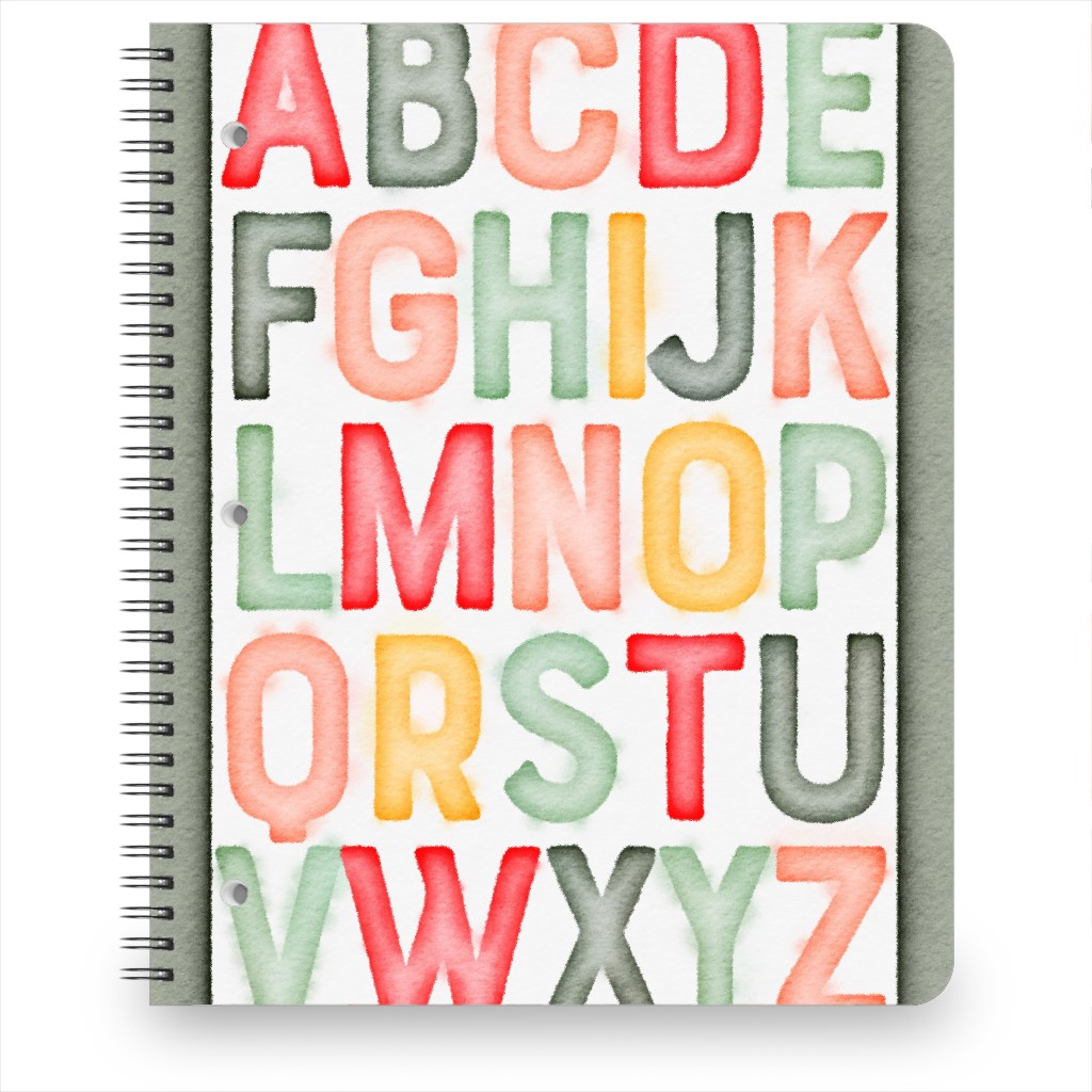 Watercolor Abc Repeat Notebook, 8.5x11, Multicolor