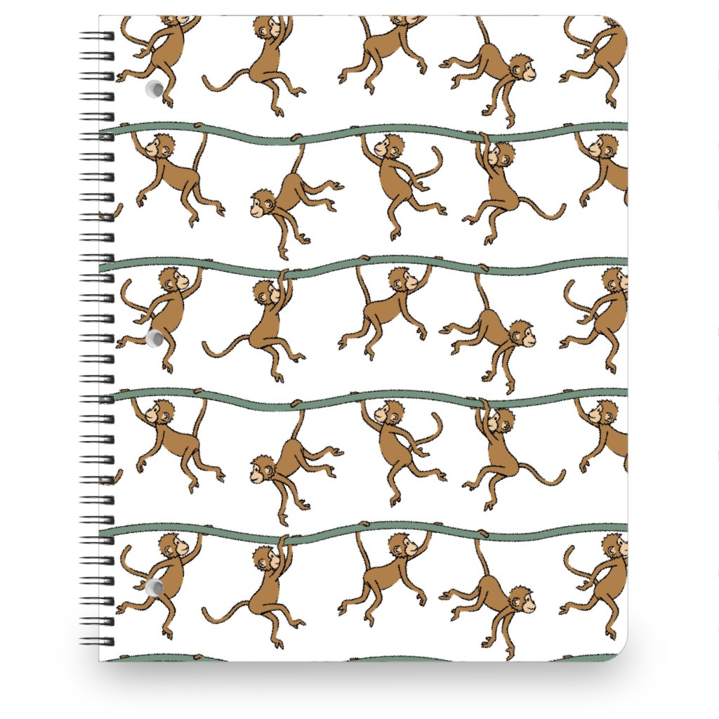 Swinging Monkeys Notebook, 8.5x11, White, White