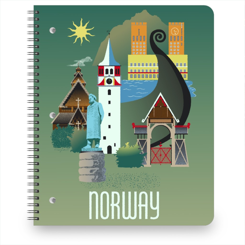 Norway Vintage Travel Notebook, 8.5x11, Multicolor