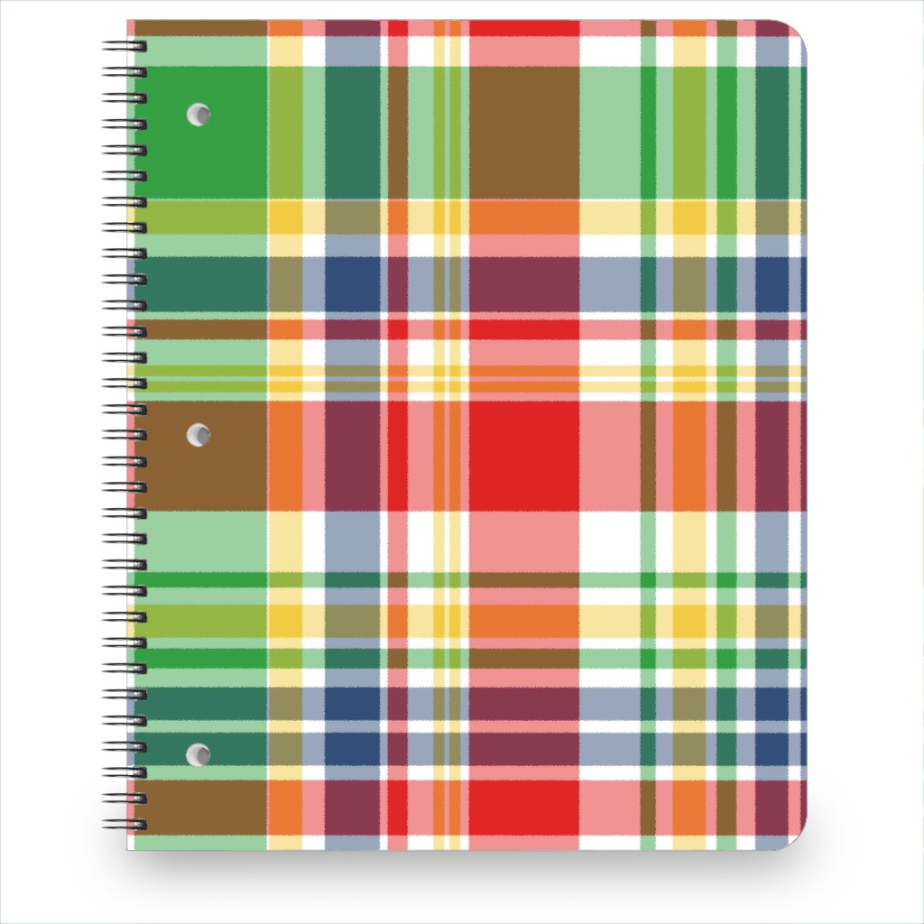 Plaid - Multi Bright Notebook, 8.5x11, Multicolor