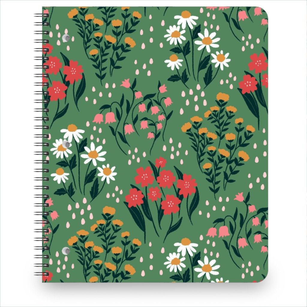 Flowerbed Notebook, 8.5x11, Green, Classic Green