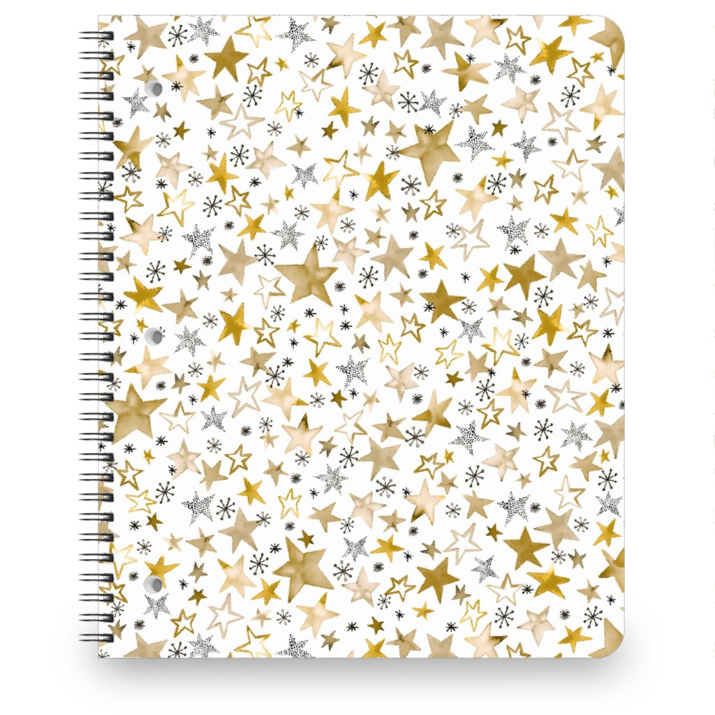 Winter Stars Christmas - Gold Notebook, 8.5x11, Yellow