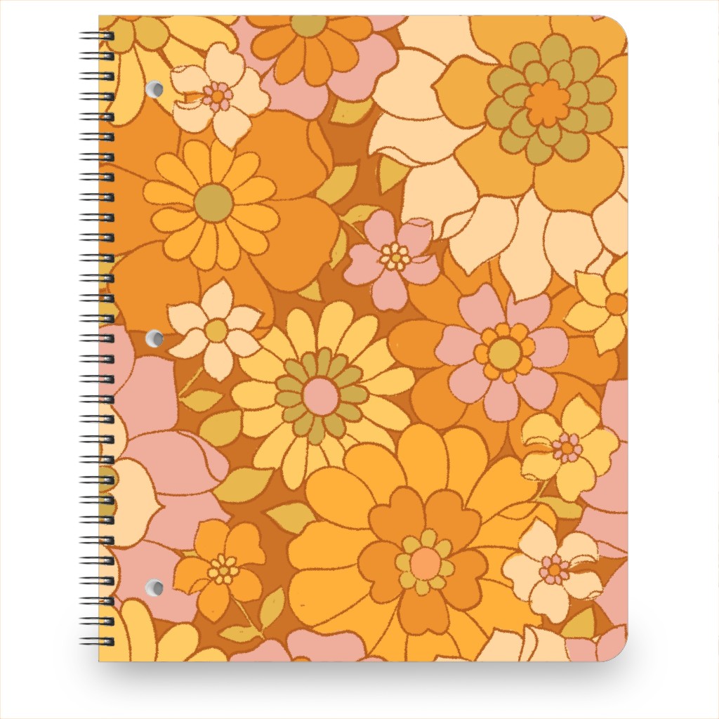 Avery Retro Floral Notebook, 8.5x11, Orange