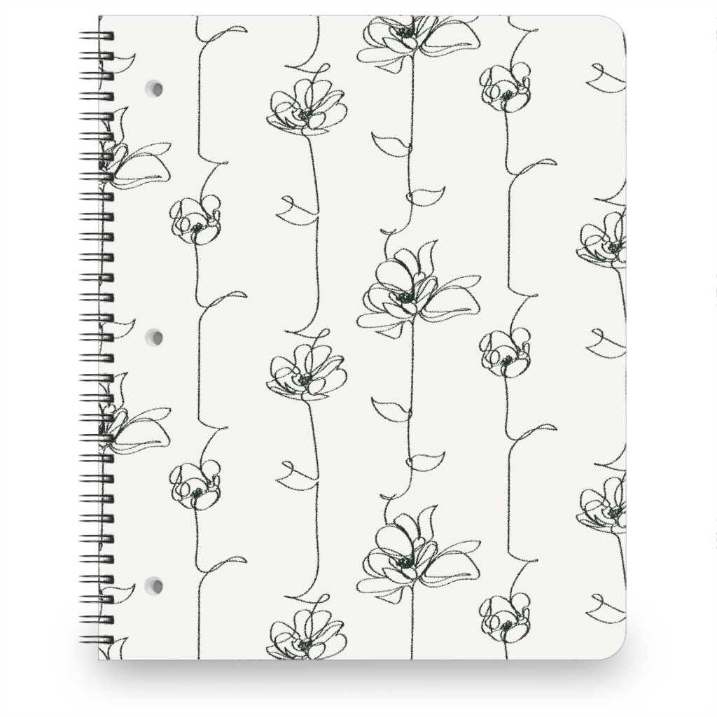 One Line Floral - Light Notebook, 8.5x11, White, White