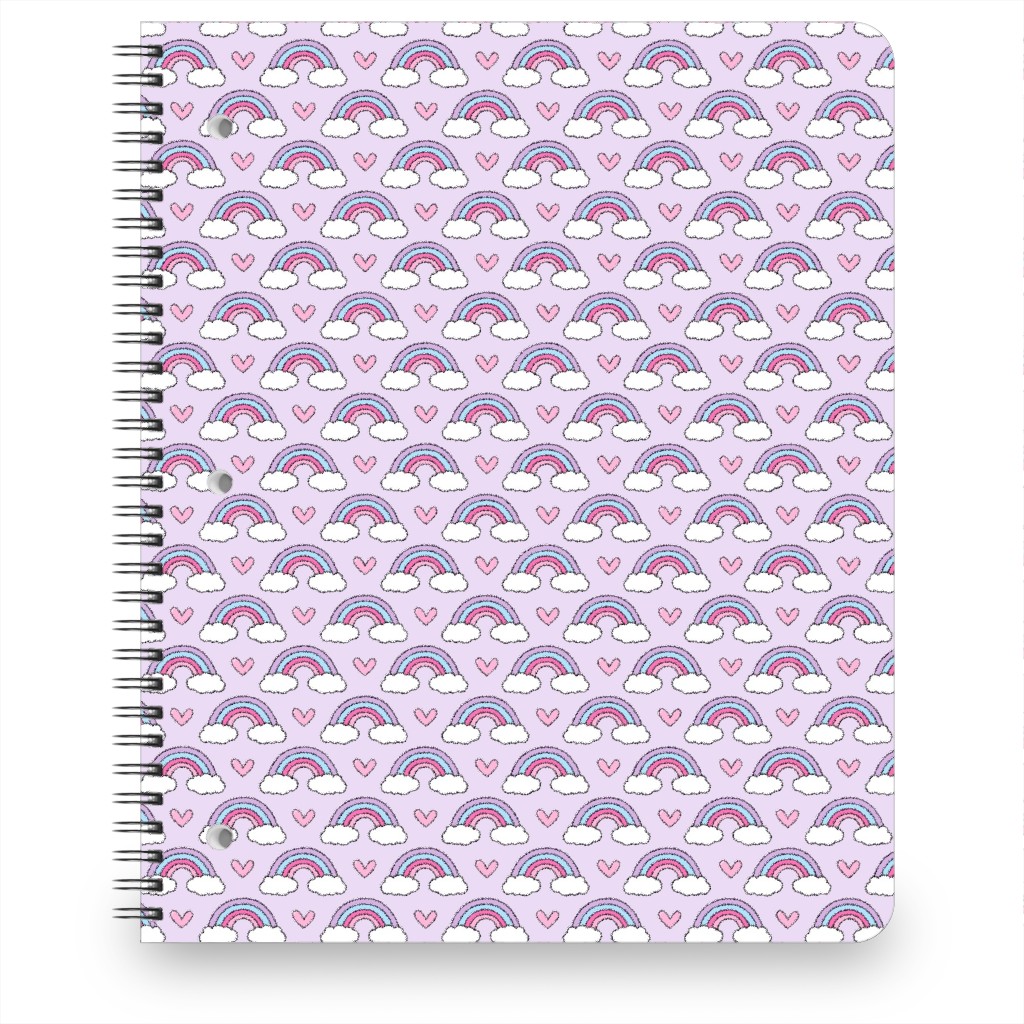Rainbow Seamless - Purple Notebook, 8.5x11, Purple, Purple