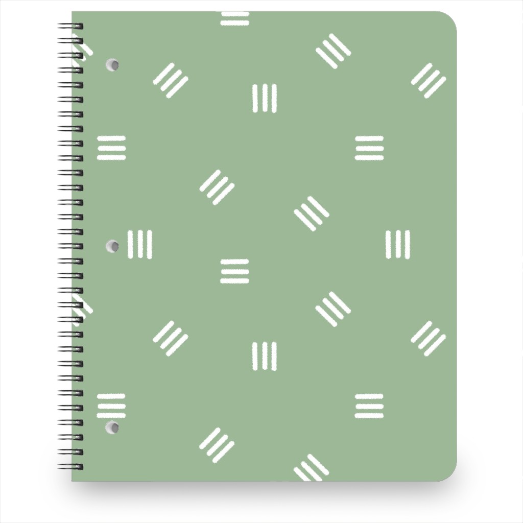 Tossed Groups of Lines - Sage Green Notebook, 8.5x11, Green