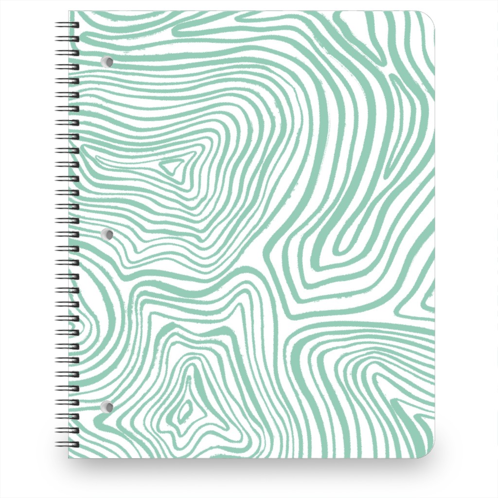 Abstract Wavy Lines - Green Notebook, 8.5x11, Green