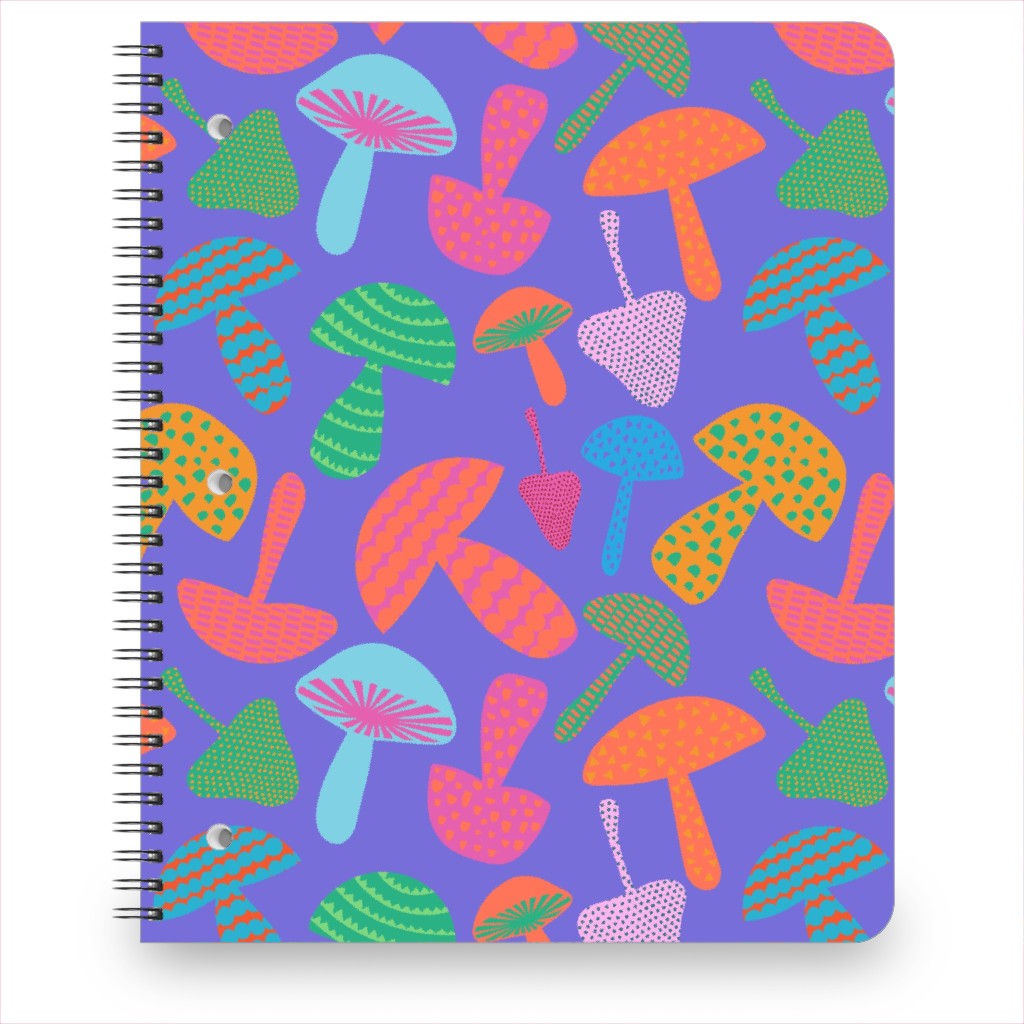 Mushroom Tossed - Bold Notebook, 8.5x11, Purple, Purple