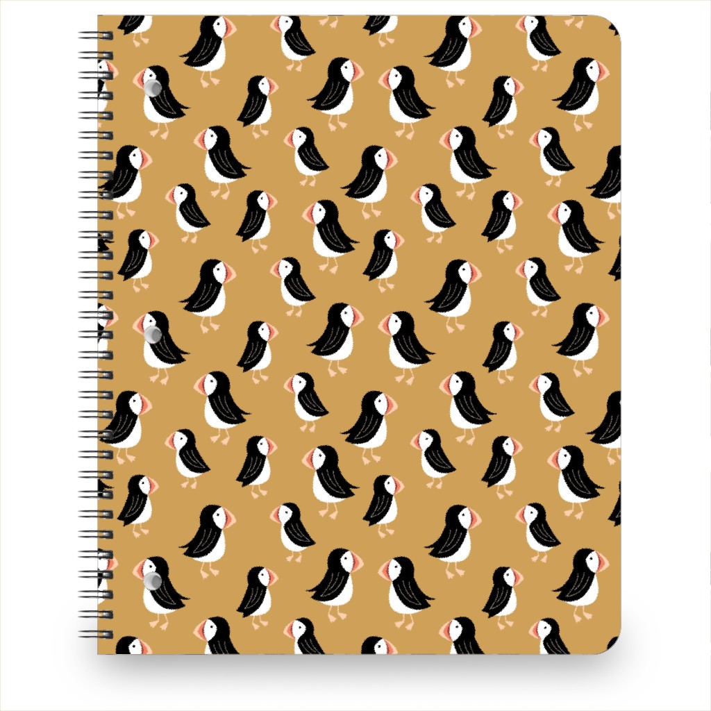 Little Puffin Friends Notebook, 8.5x11, Yellow, Gilded