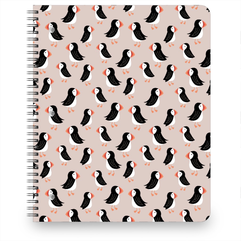 Little Puffin Friends Notebook, 8.5x11, Beige, Beige