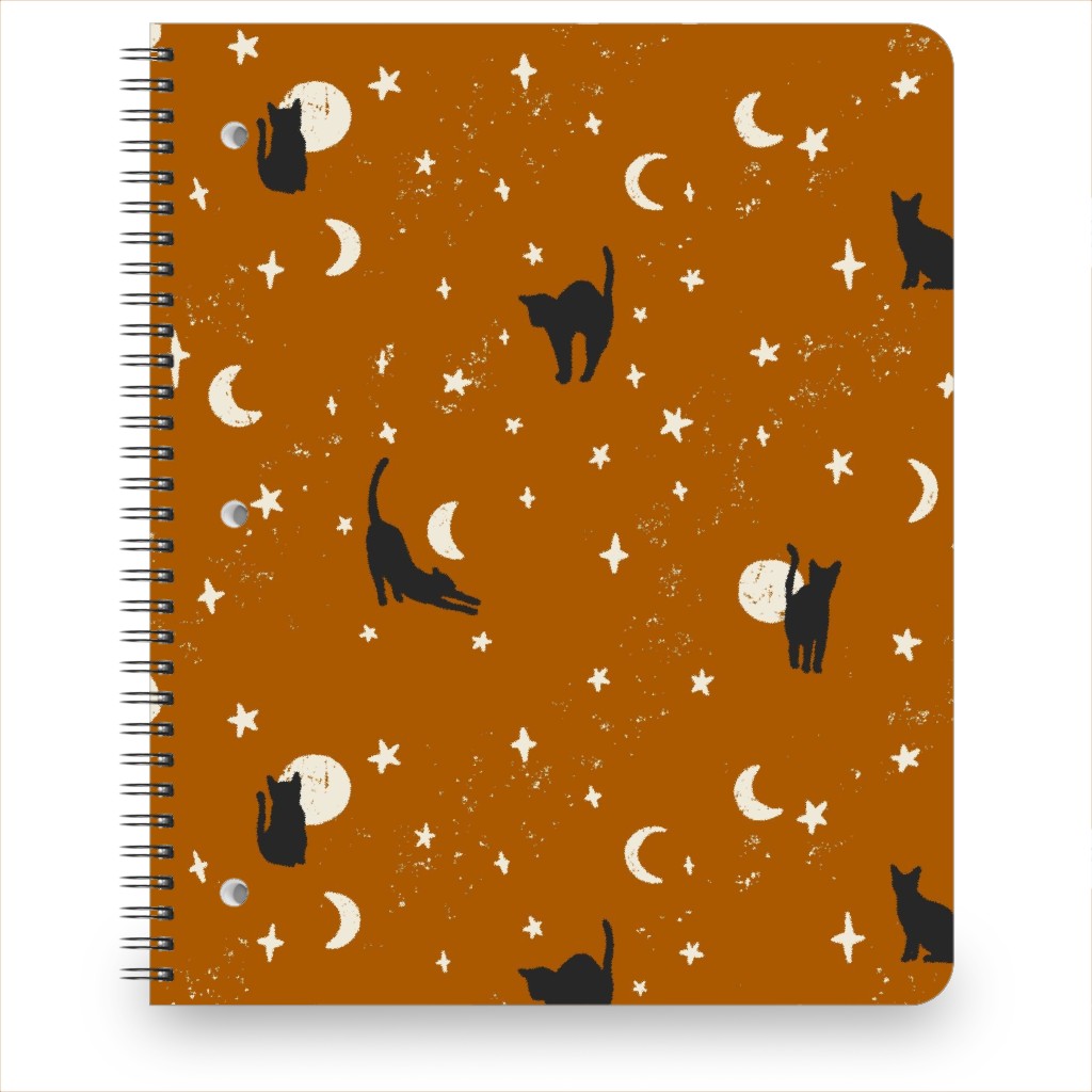 Black Cats - Burnt Orange Notebook, 8.5x11, Orange