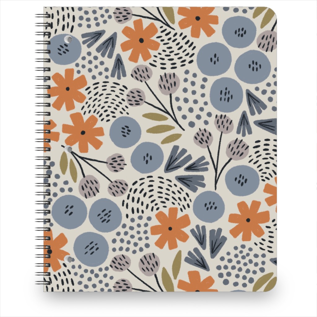 Phyllis Floral - Orange and Blue Notebook, 8.5x11, Multicolor