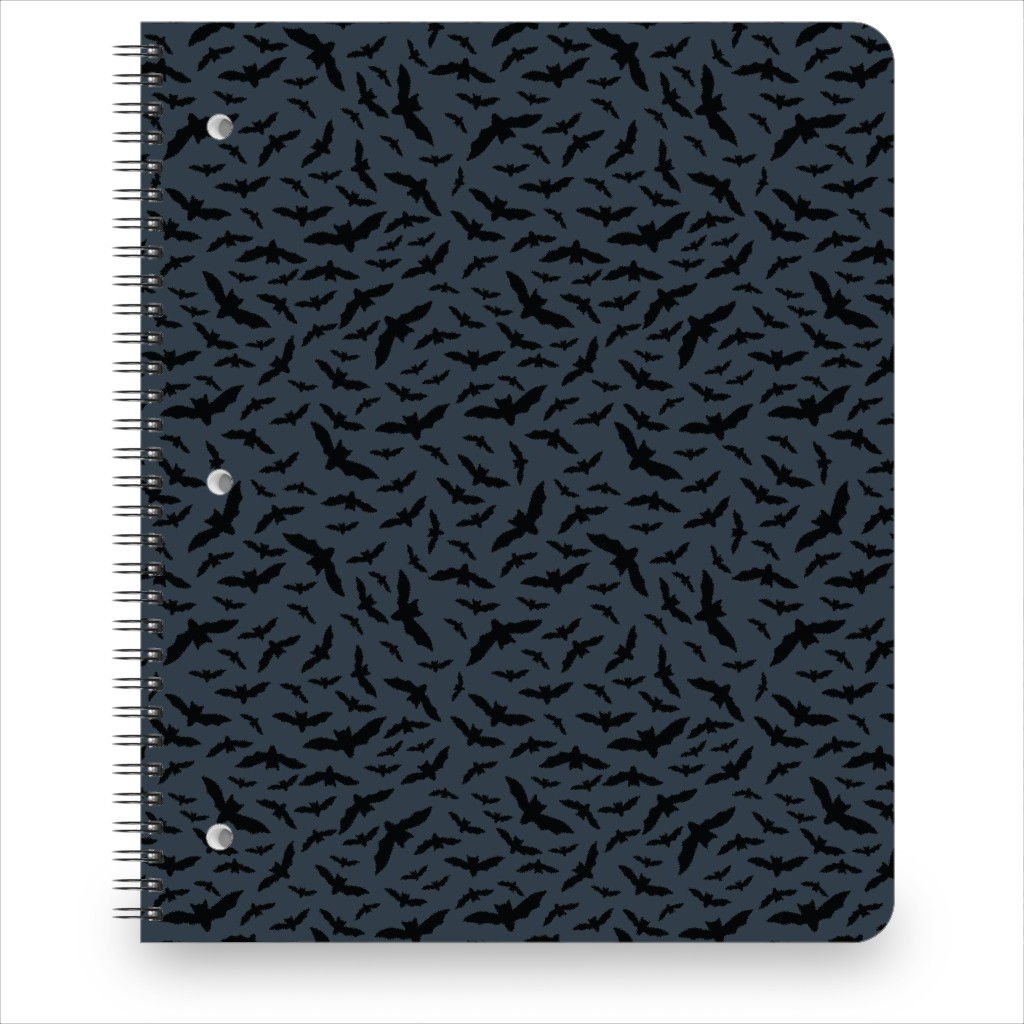 Halloween Black Bats Notebook, 8.5x11, Black