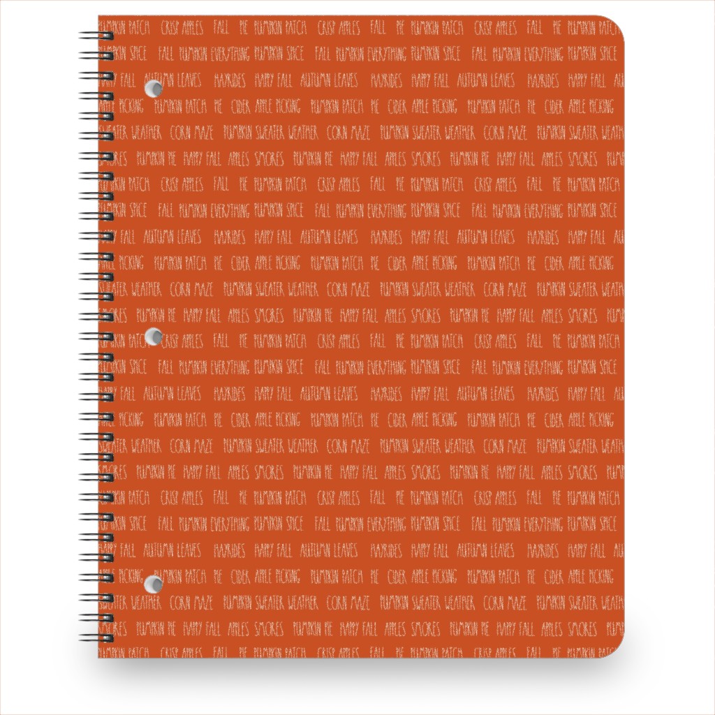 Fall Fun Typography - Orange Notebook, 8.5x11, Orange, Orange