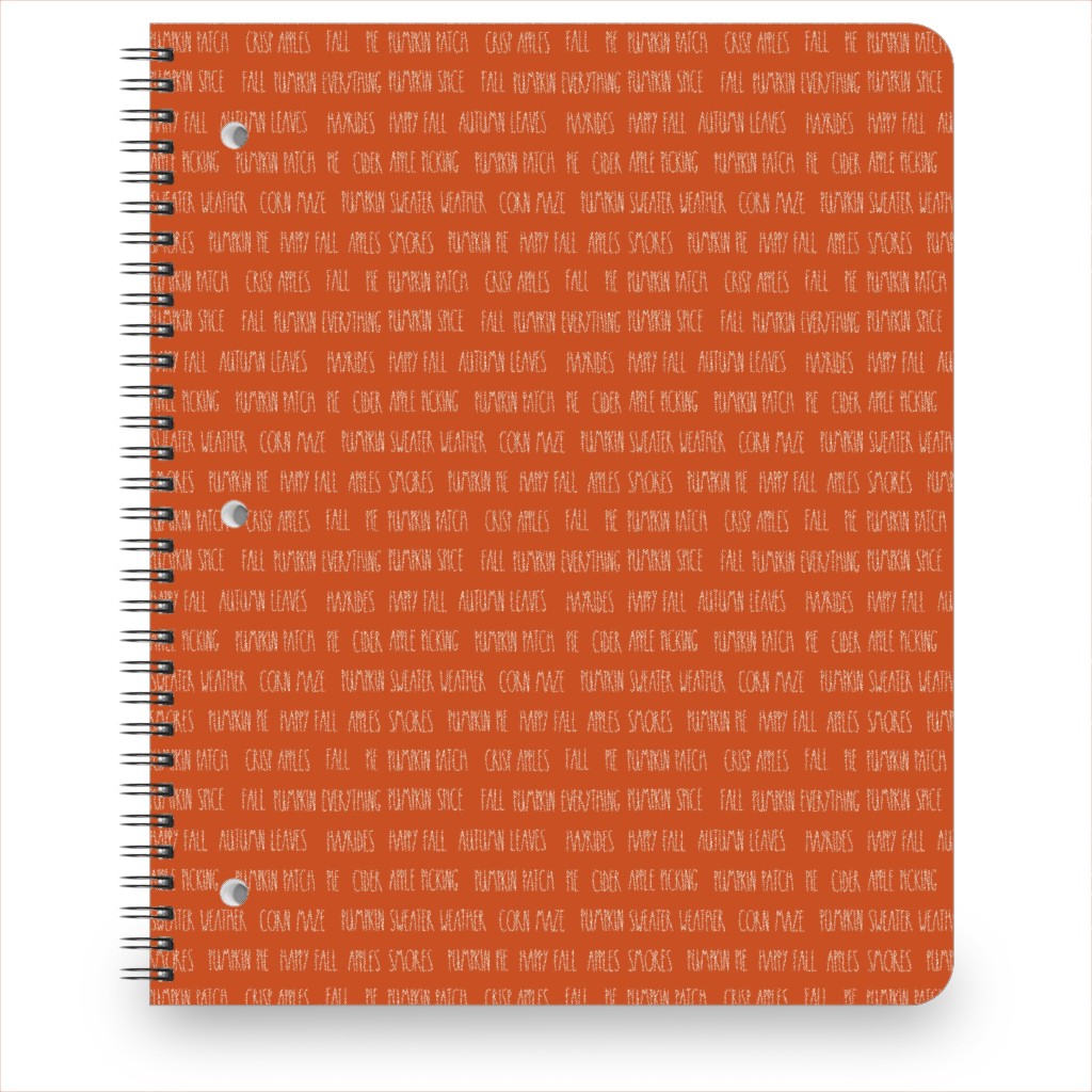 Fall Fun Typography - Orange Notebook, 8.5x11, Orange