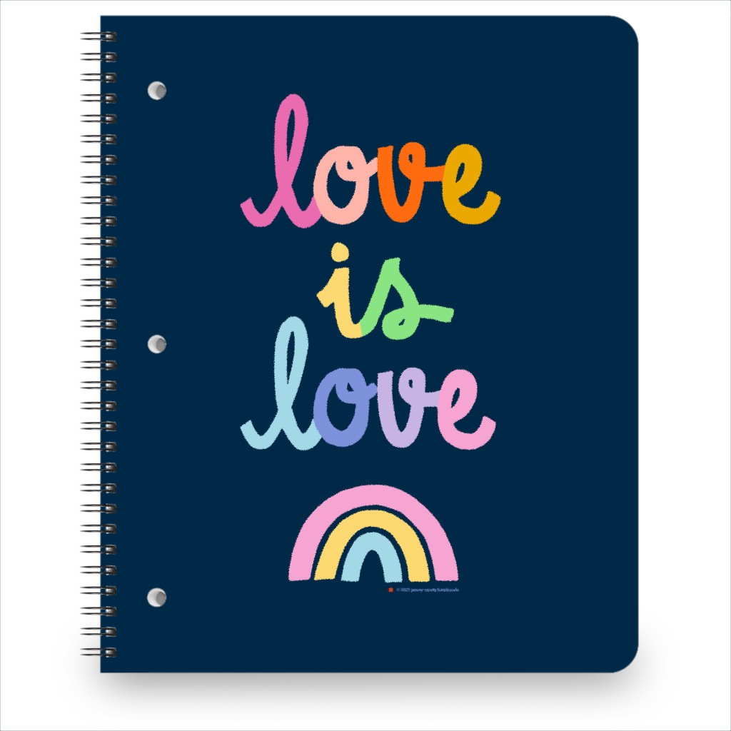 Cursive Love Is Love - Multi on Navy Notebook, 8.5x11, Multicolor