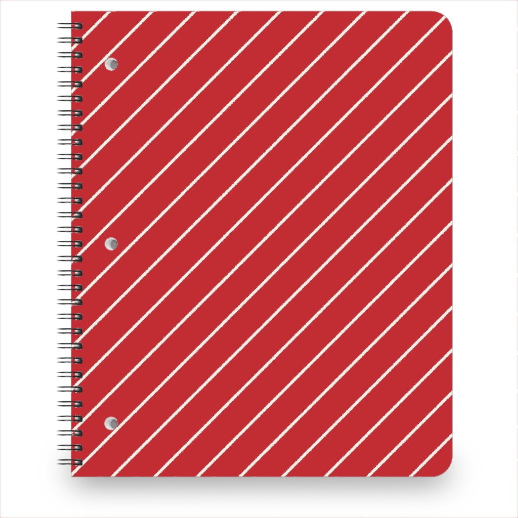 Diagonal Stripes on Christmas Red Notebook, 8.5x11, Red, Red
