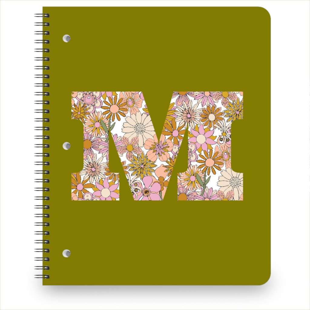 Chelsea Initial M Notebook, 8.5x11, Green, Classic Green