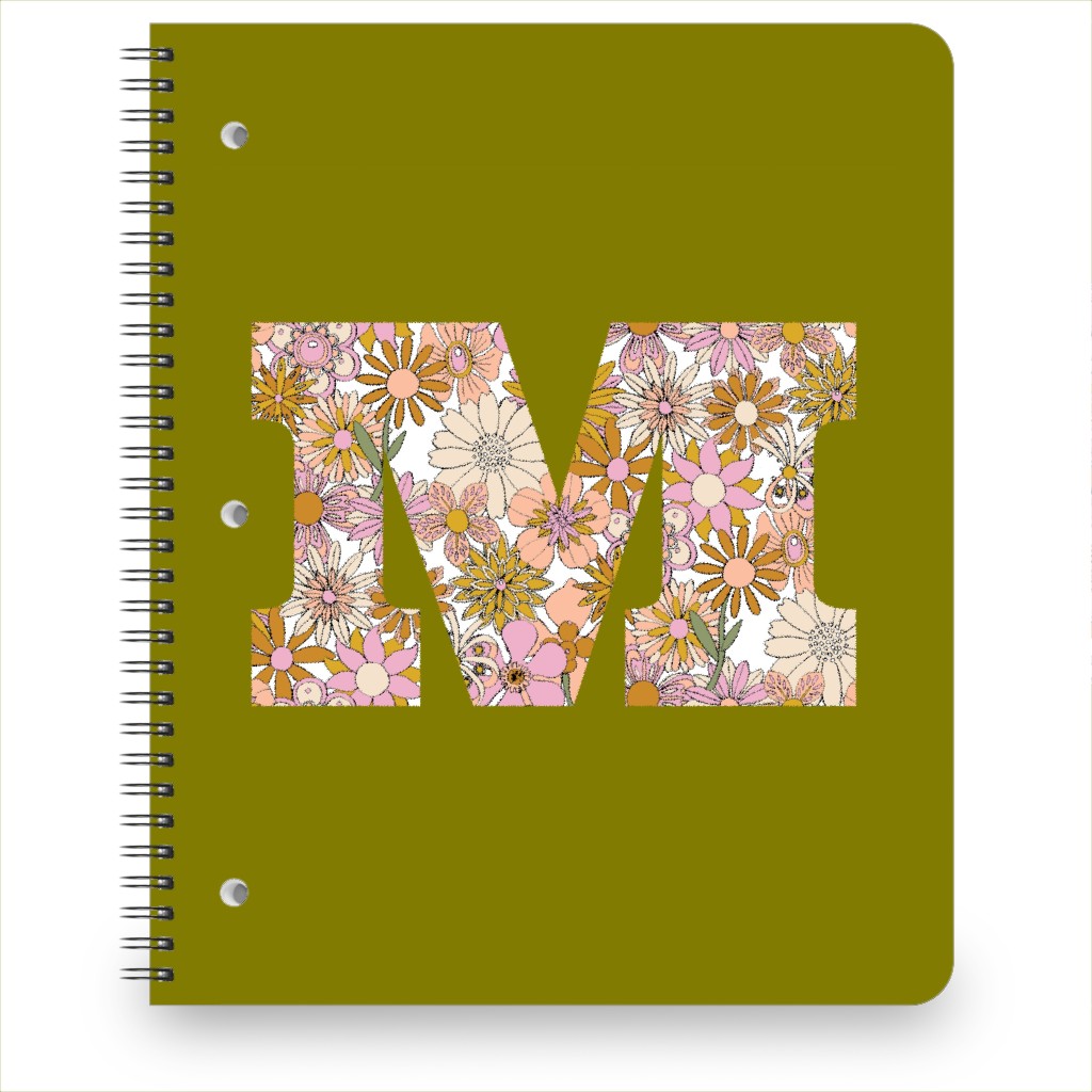 Chelsea Initial M Notebook, 8.5x11, Green