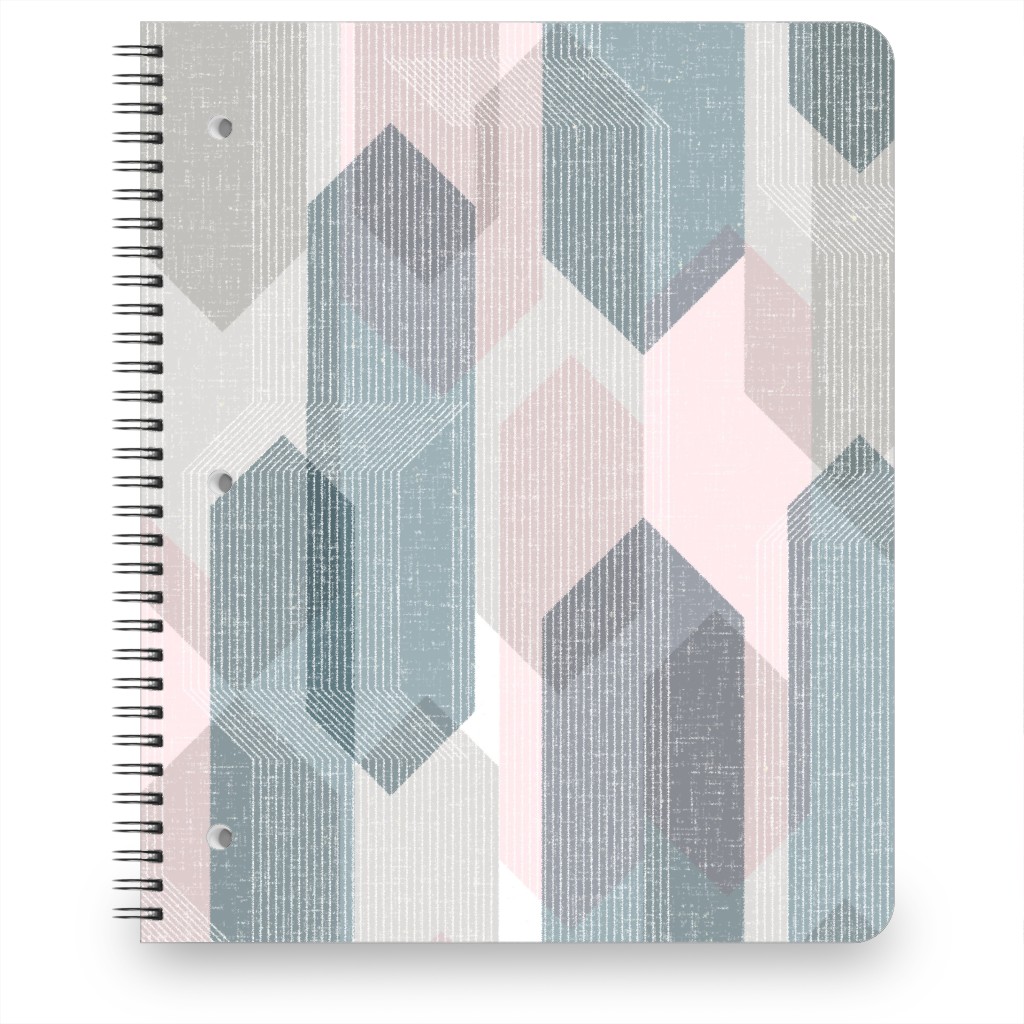 Deco Mod Hex Reflections - Sorbet Notebook, 8.5x11, Gray, Gray