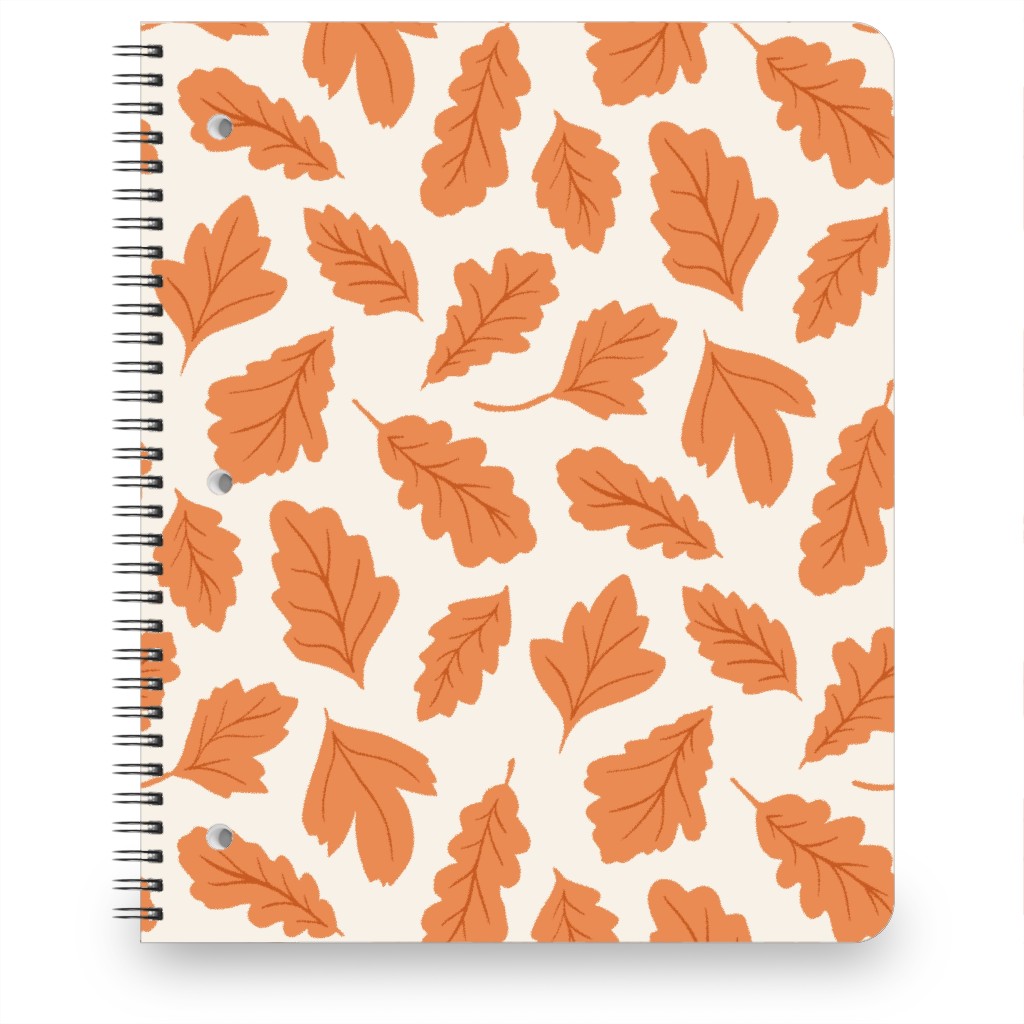 Autumn Leaves - Orange on Cream Notebook, 8.5x11, Orange, Orange