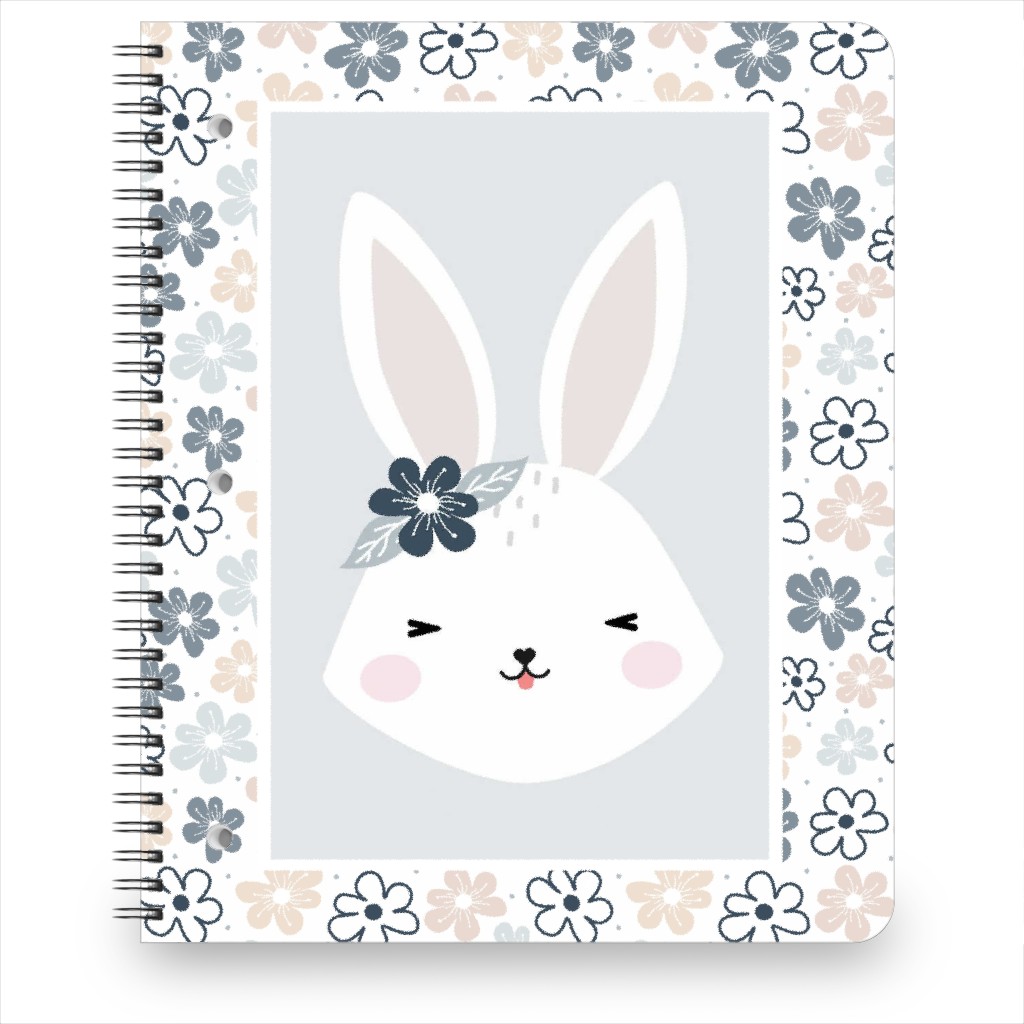Spring Baby Girl Bunny - Neutral Soft Palette Notebook, 8.5x11, Blue, True Blue