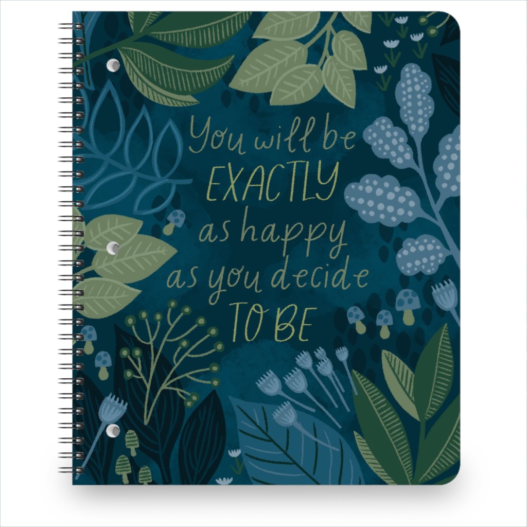 Happy You Will Be - Blue Botanicals Notebook, 8.5x11, Blue, True Blue