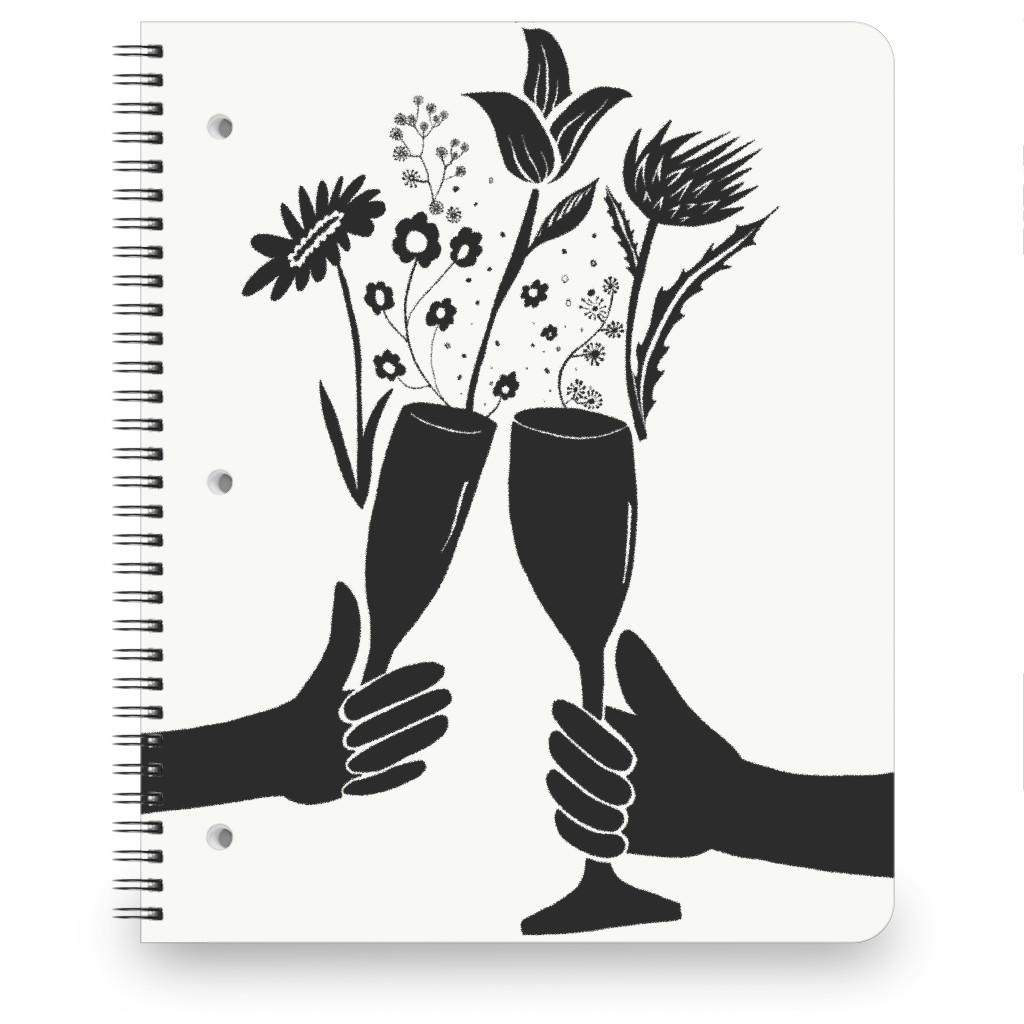 Celebrate - Black & White Notebook, 8.5x11, Black