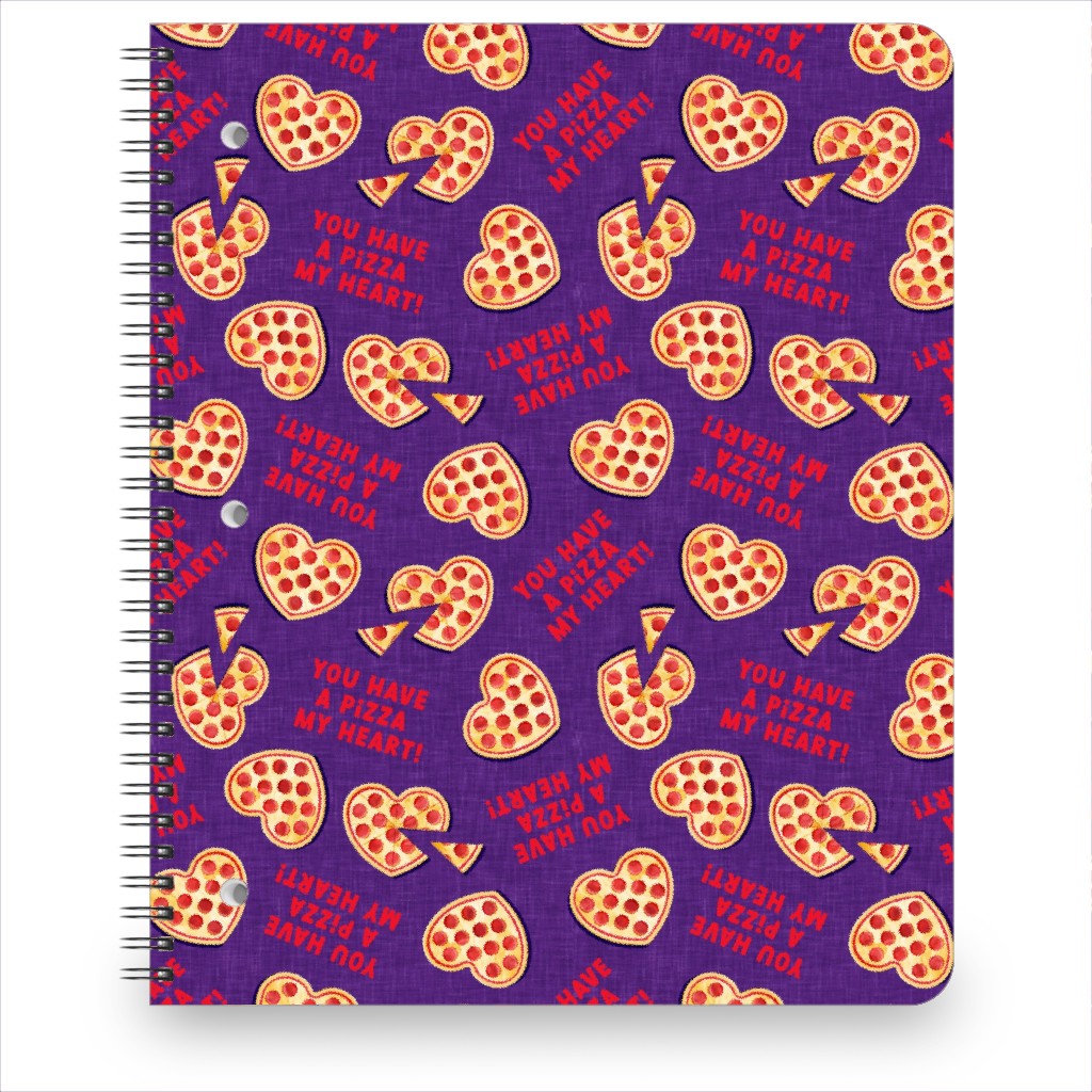 You Have a Pizza My Heart Notebook, 8.5x11, Purple, Purple