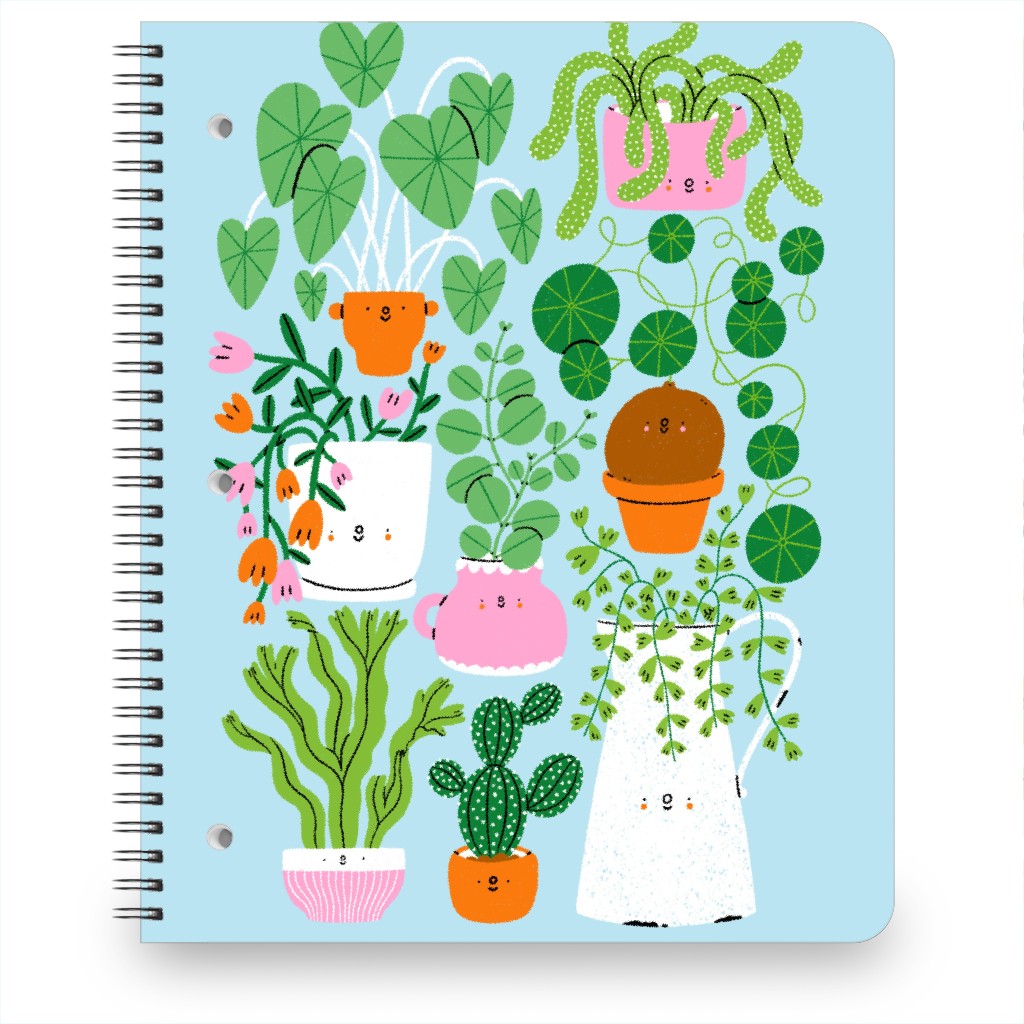 Plants Are Friends - Muti on Blue Notebook, 8.5x11, Multicolor