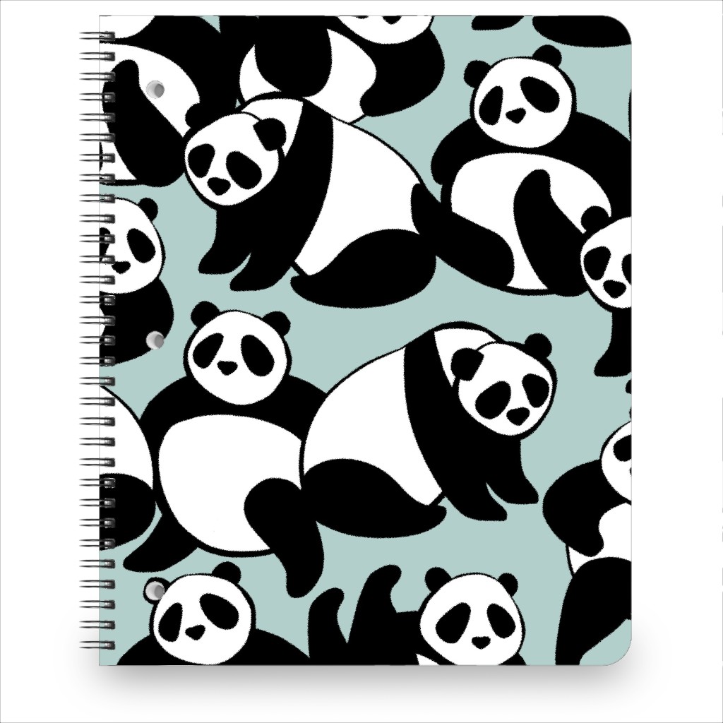Retro Panda Playground Notebook, 8.5x11, Blue