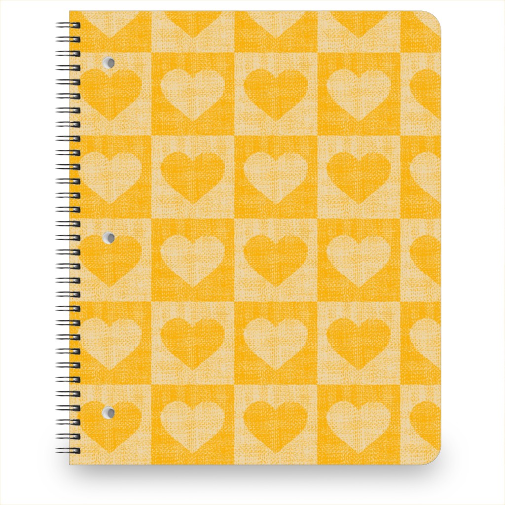 Love Hearts Check - Yellow Notebook, 8.5x11, Yellow, Classic Yellow