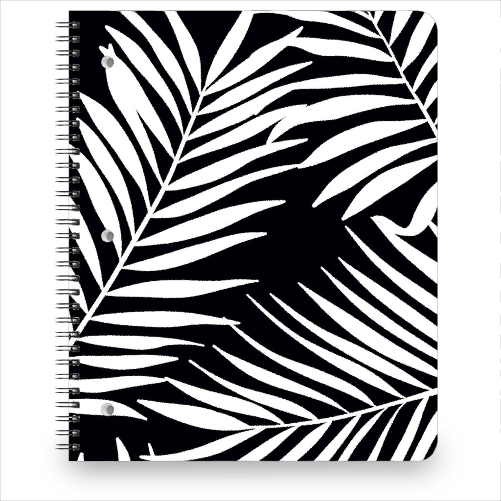 Palm Tree Leaves Notebook, 8.5x11, Black, Black