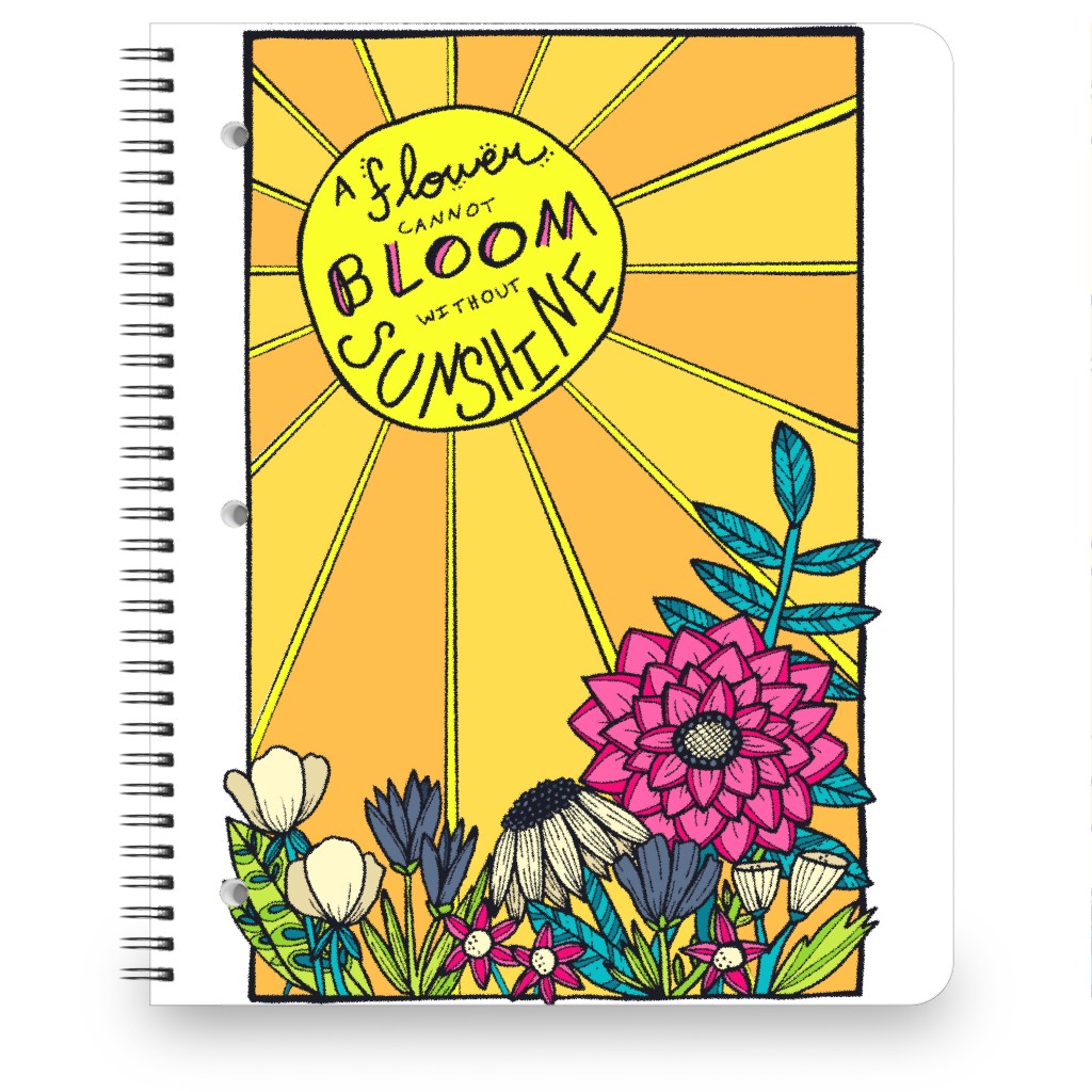 Sunshine & Flowers Inspirational Notebook, 8.5x11, Multicolor