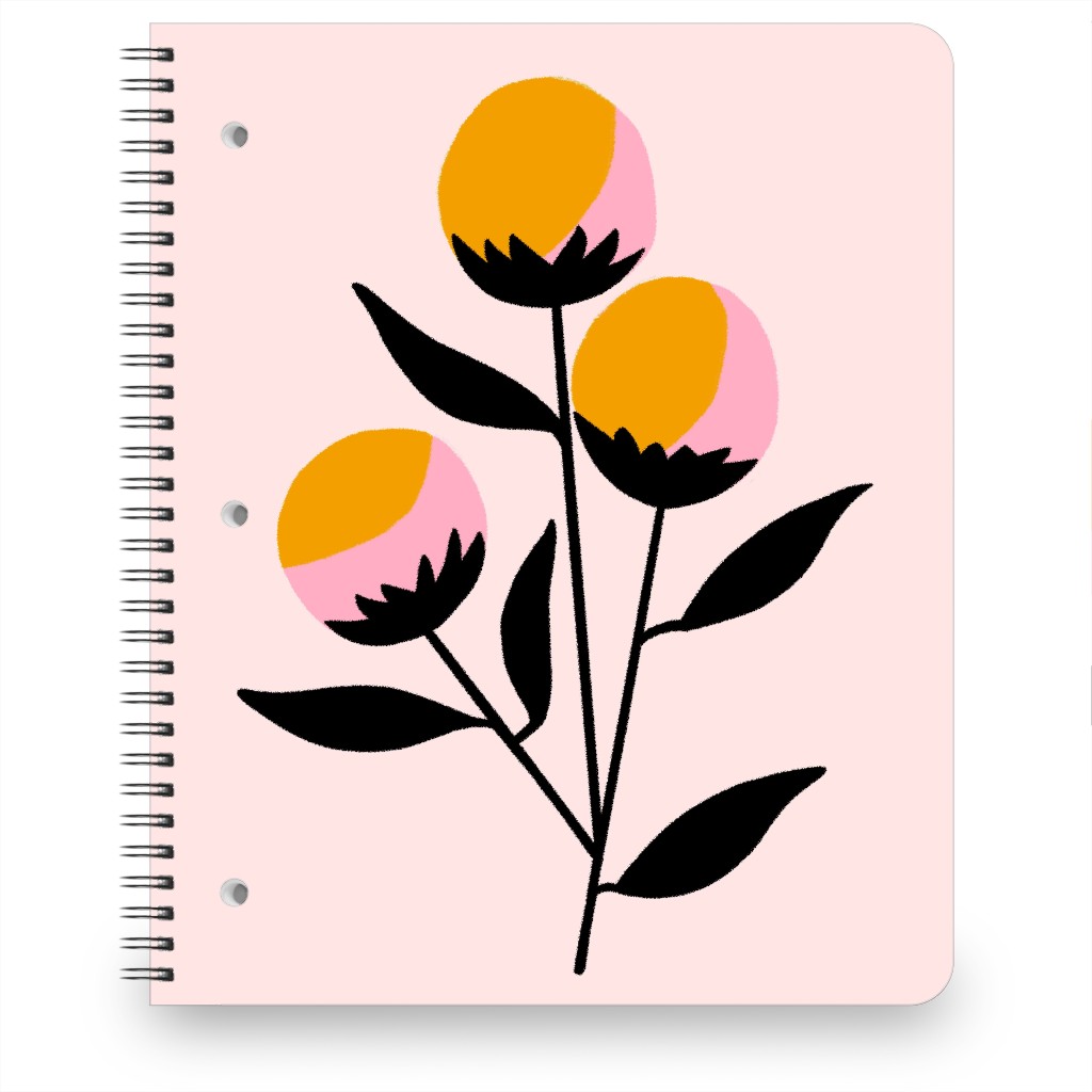 Cotton Candy Flowers - Pink and Orange Notebook, 8.5x11, Multicolor
