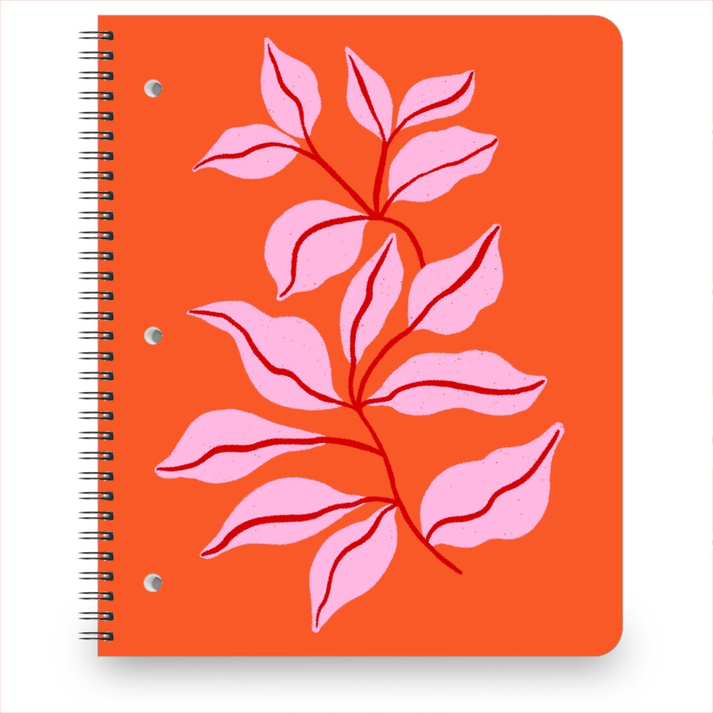Leaf Dance - Red and Pink Notebook, 8.5x11, Red, Red