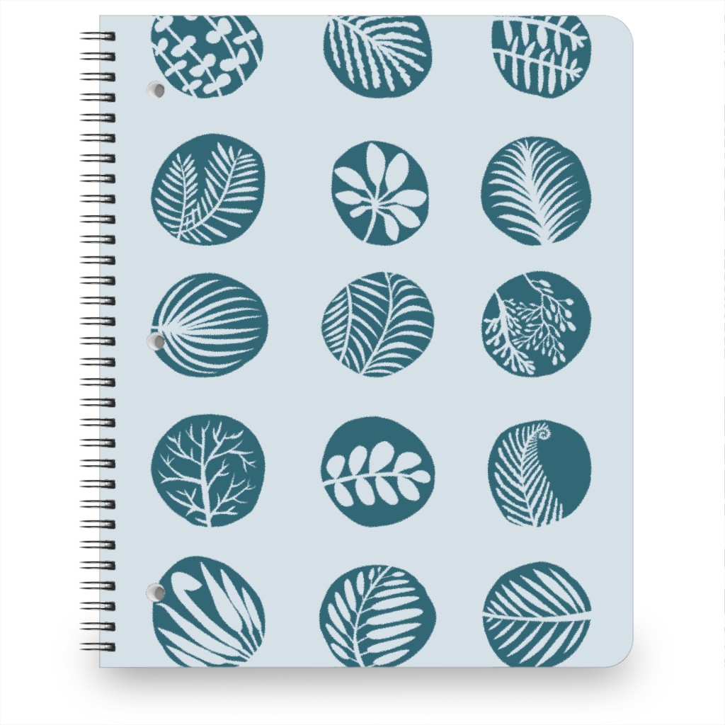 15 Round Leaves - Blue Notebook, 8.5x11, Blue