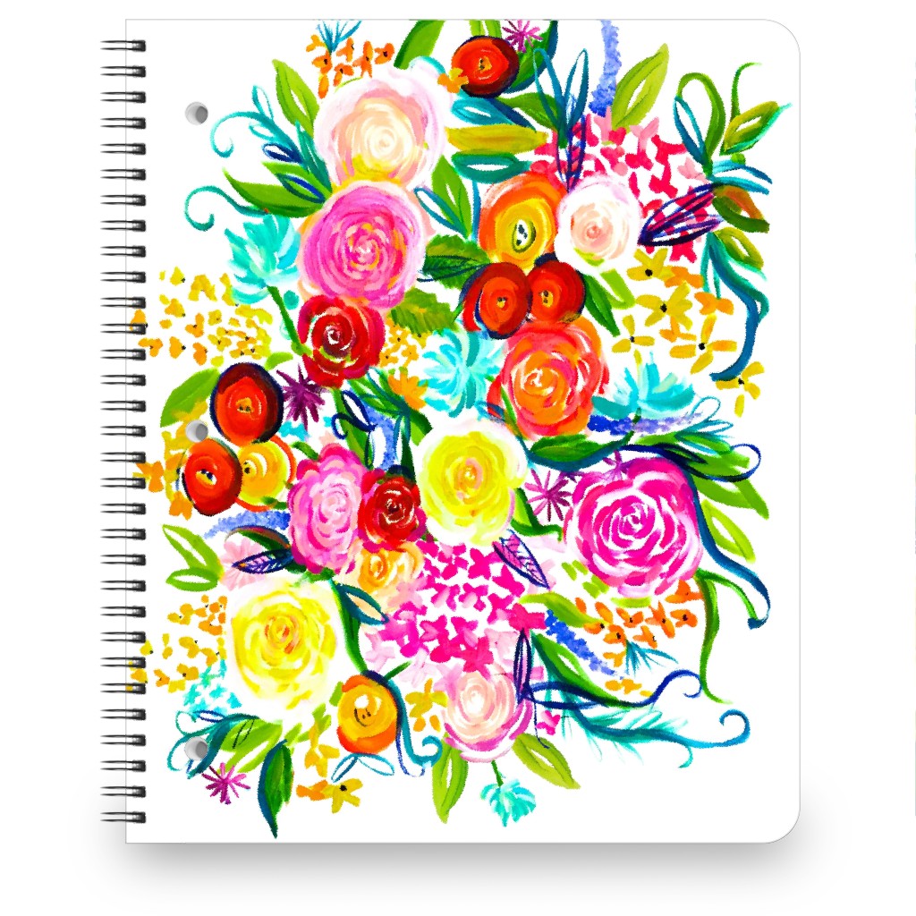 Summer Floral Acrylic Floral - Neon Notebook, 8.5x11, Multicolor