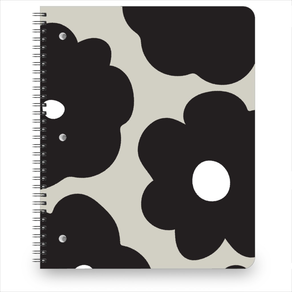 Mod Chubby Floral - Black and Tan Notebook, 8.5x11, Black, Black