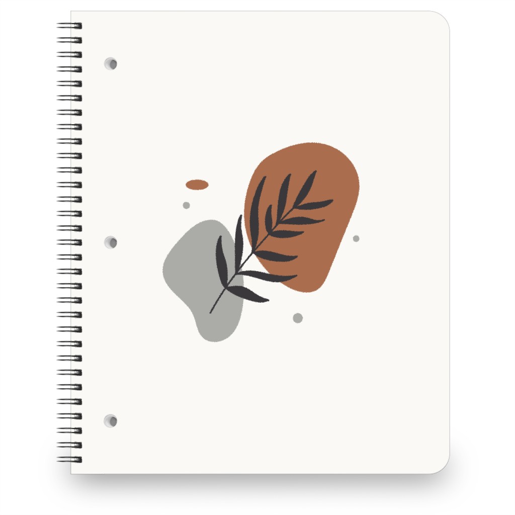 Shapes and Fern Leaf Notebook, 8.5x11, Brown, Silver Lining