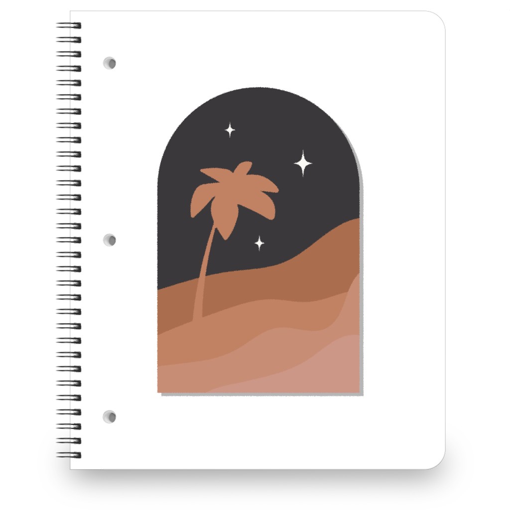 Abstract Landscape in Window With Tree Notebook, 8.5x11, Multicolor, Wood