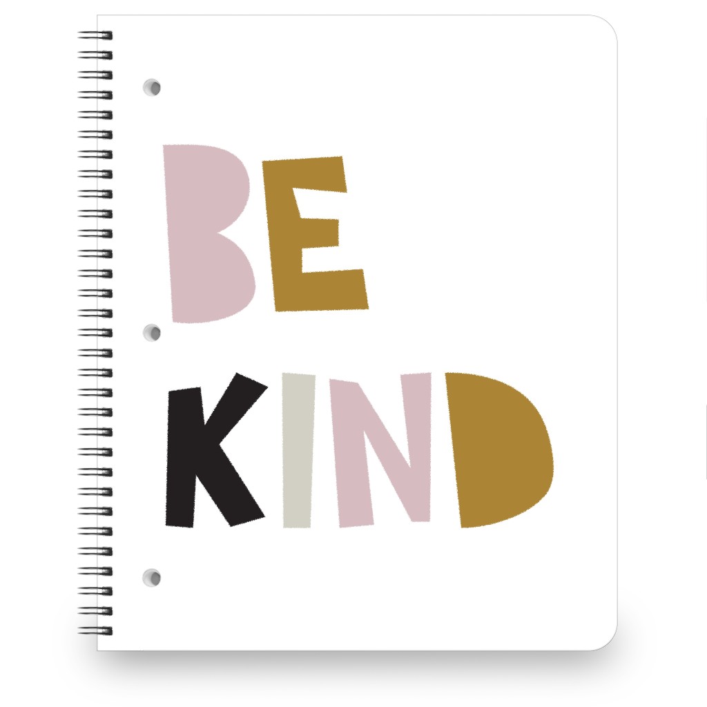 Be Kind Typography - Neutral With Pink Notebook, 8.5x11, Multicolor