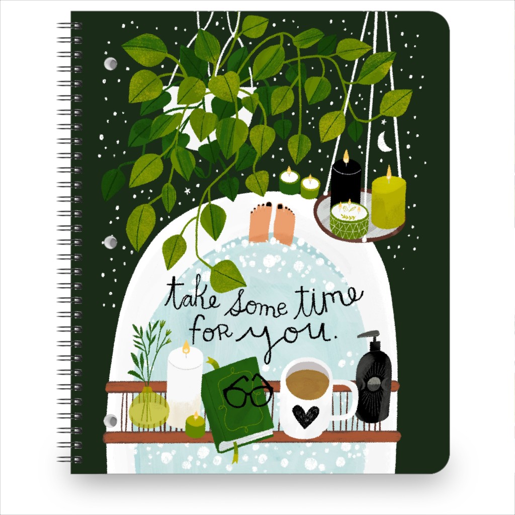 Take Some Time for You - Green and Black Notebook, 8.5x11, Green