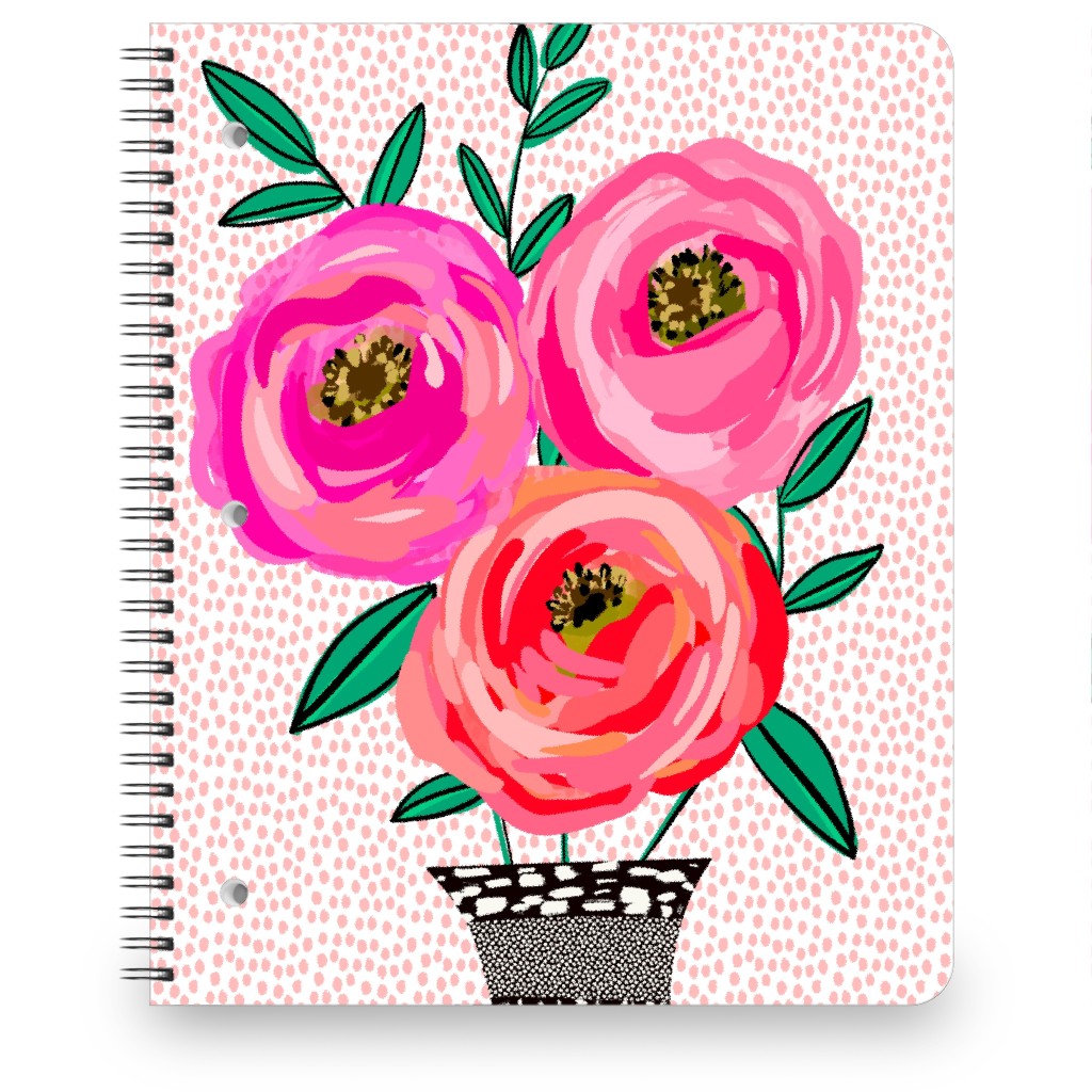 Happy Day Florals - Pink Notebook, 8.5x11, Pink, Bright Pink
